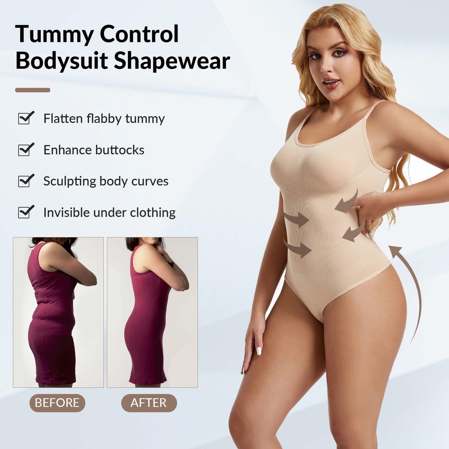 DEQIN Womens Seamless Tummy Control Full Body Shaper Jumpsuit Size Medium