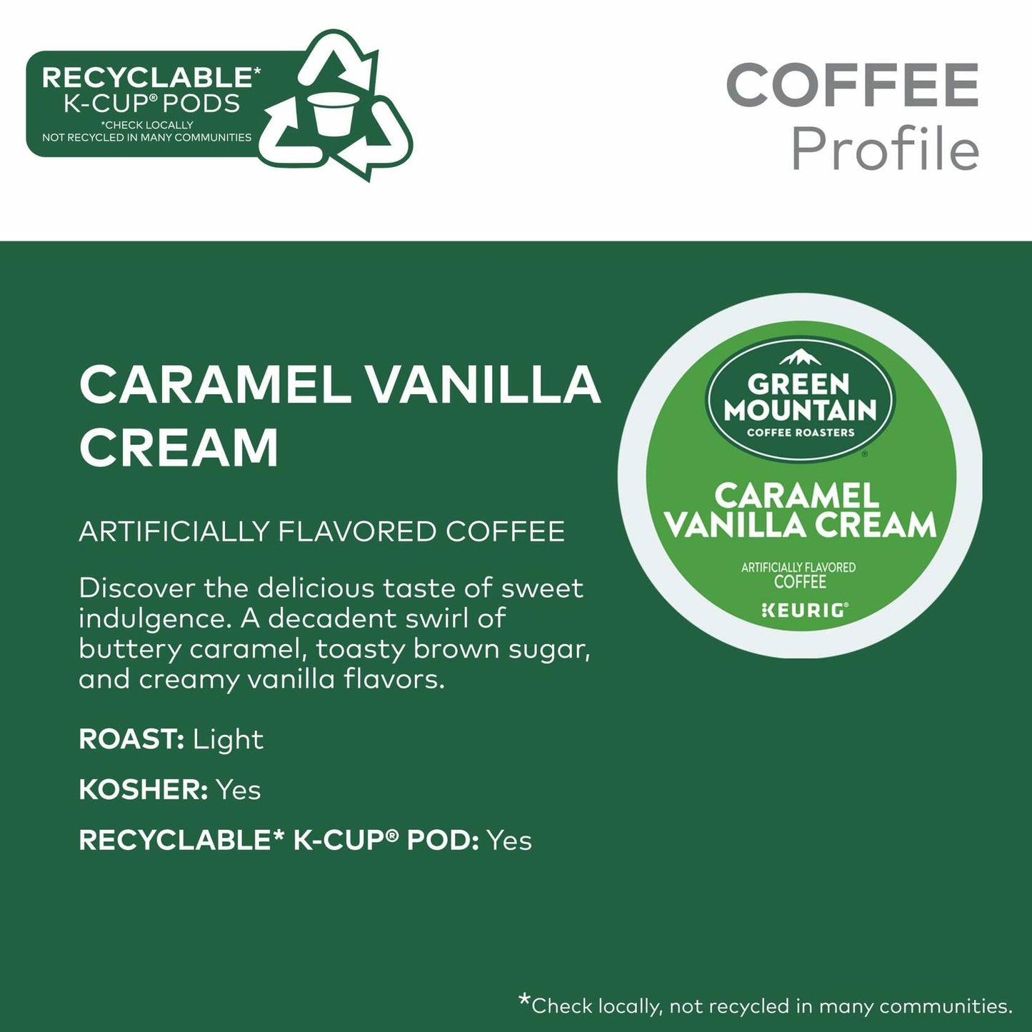 BestBy02/27 Green Mountain Coffee Roasters CaramelVanilla Cream Light Roast 72ct