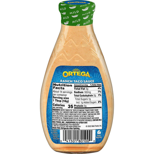 BestBy07/25 Ortega Flavor Craver Taco Ranch Sauce 8oz Pack of 12