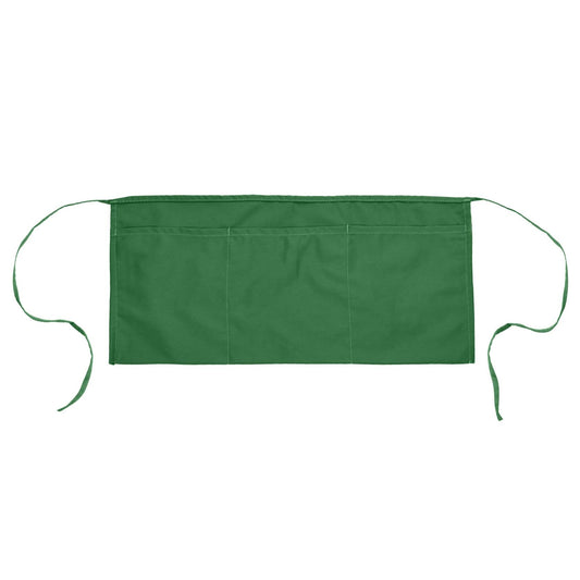 Waitress Waist Apron Commercial Bib Spun Poly Cotton Dark Green 3 Pockets