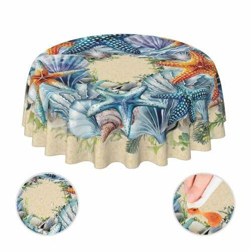 YETTA YANG Scandinavian Gnome Christmas Waterproof 60in Round Tablecloth