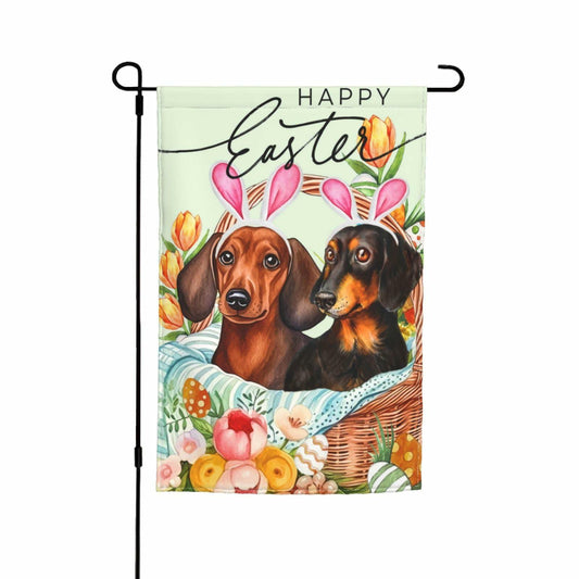Happy Easter Dachshund Bunny Garden Flag Flower Yard Decor 12x18 Inch