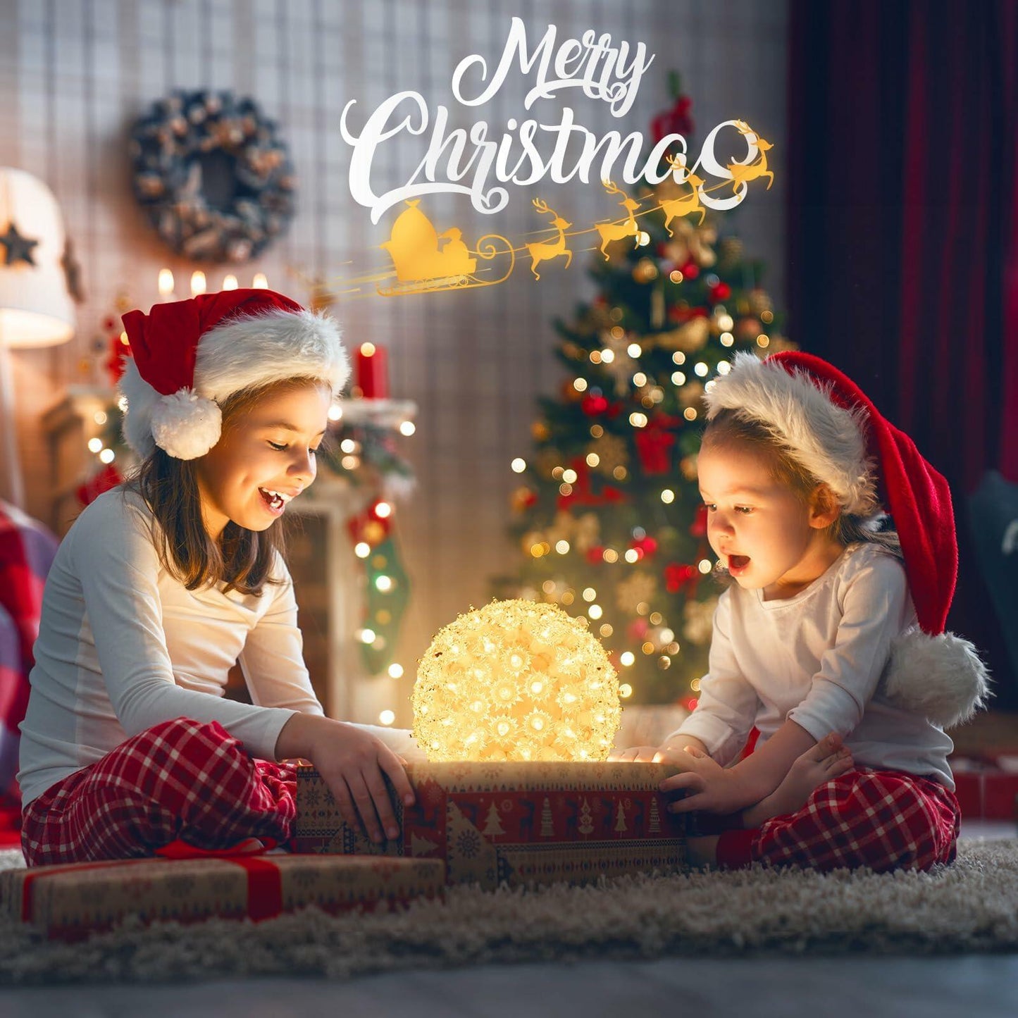 [Like New] Brightown 6" Christmas Outdoor Sphere Lights 100 Clear Bulbs