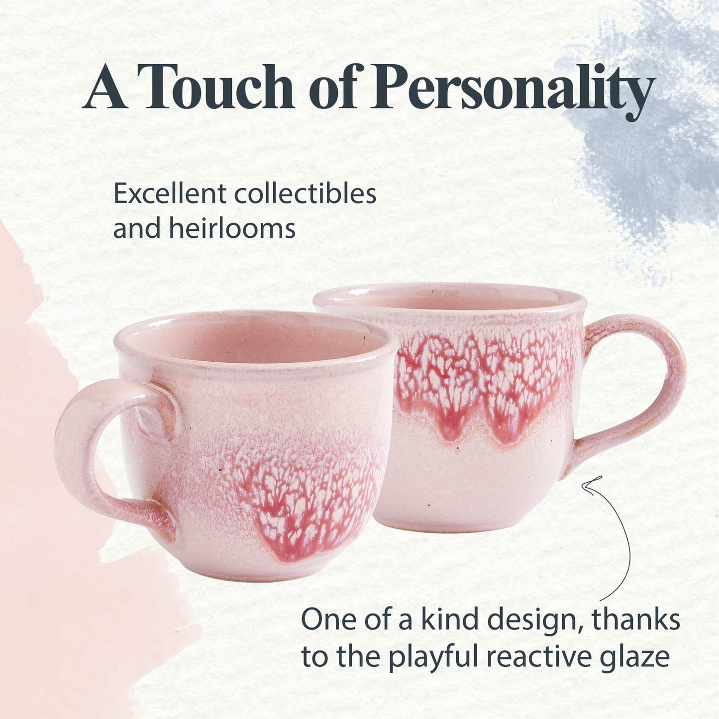 Portmeirion Minerals 12oz Stoneware Mug Rose Quartz Set of 4 Microwave Safe