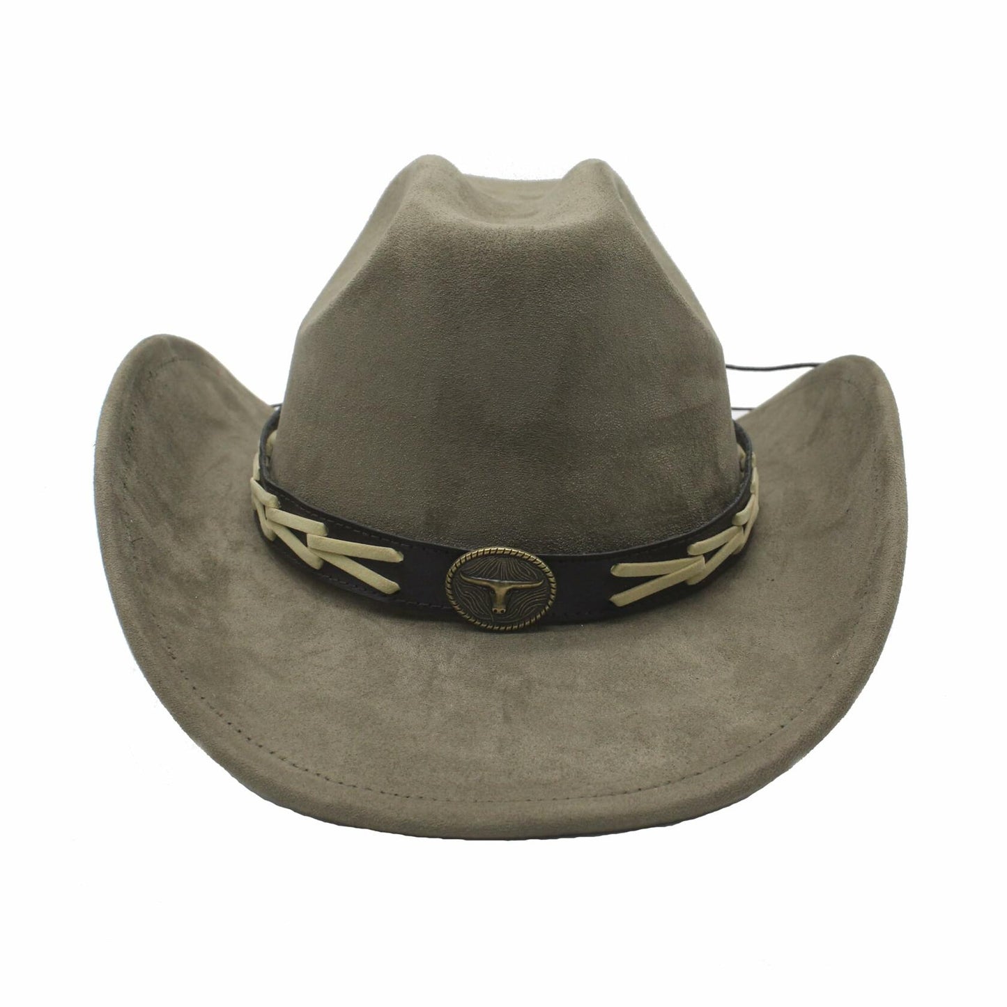 Wotfim Western Cowboy Hat Wide Brim Suede Band Beige