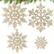 [Like New] Langley 36pcs Rose Gold Glitter Snowflake Ornaments for Christmas Tree