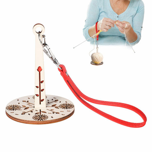 BOXOB Portable Wood Wrist Yarn Holder with Leather Band Knitting Supplies