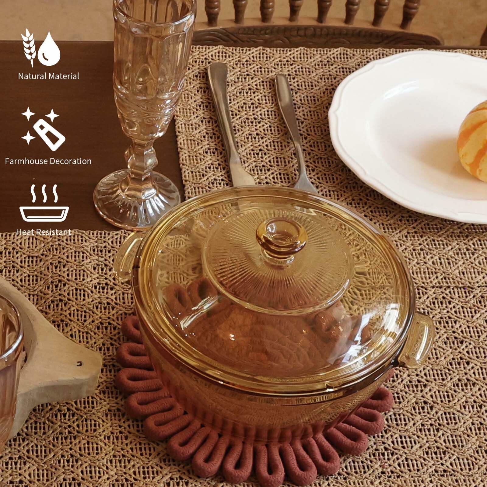 AHHFSMEI 8 Inch Heat Resistant Trivets 4pcs Little Burgundy Red