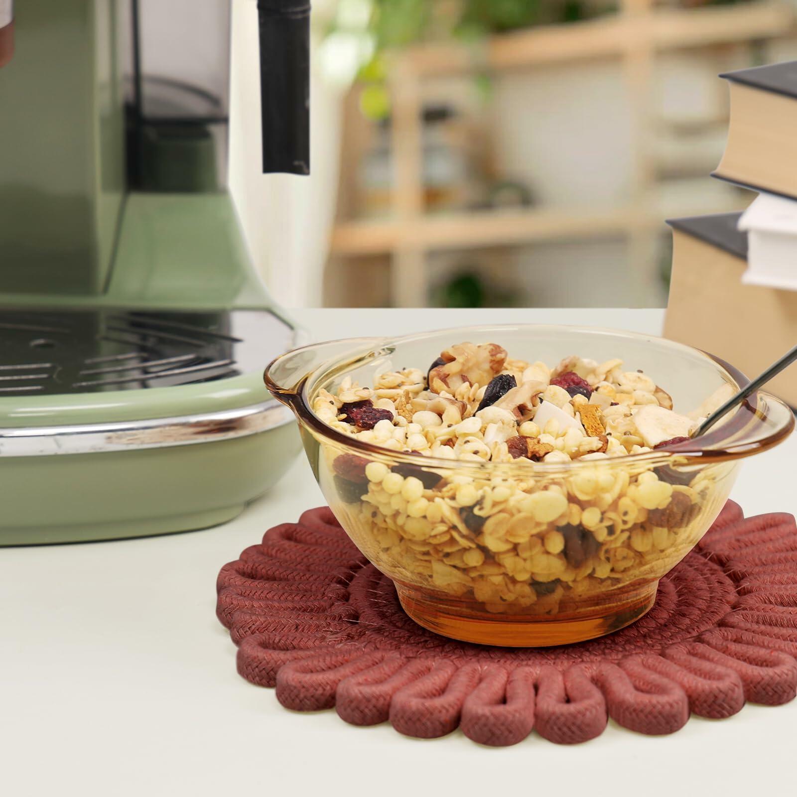 AHHFSMEI 8 Inch Heat Resistant Trivets 4pcs Little Burgundy Red