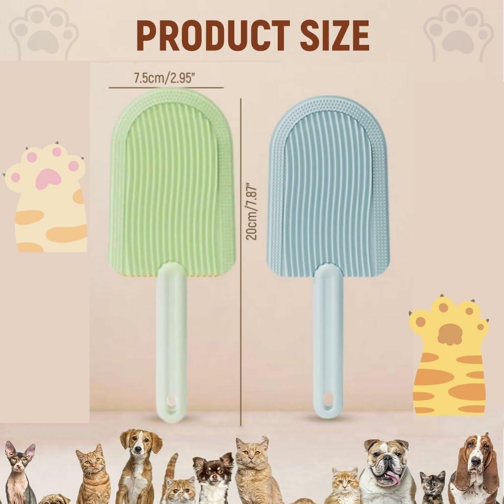 2-Pack Cat Tongue Comb – Silicone Pet Grooming Brush for Cats & Dogs, Blue/Green