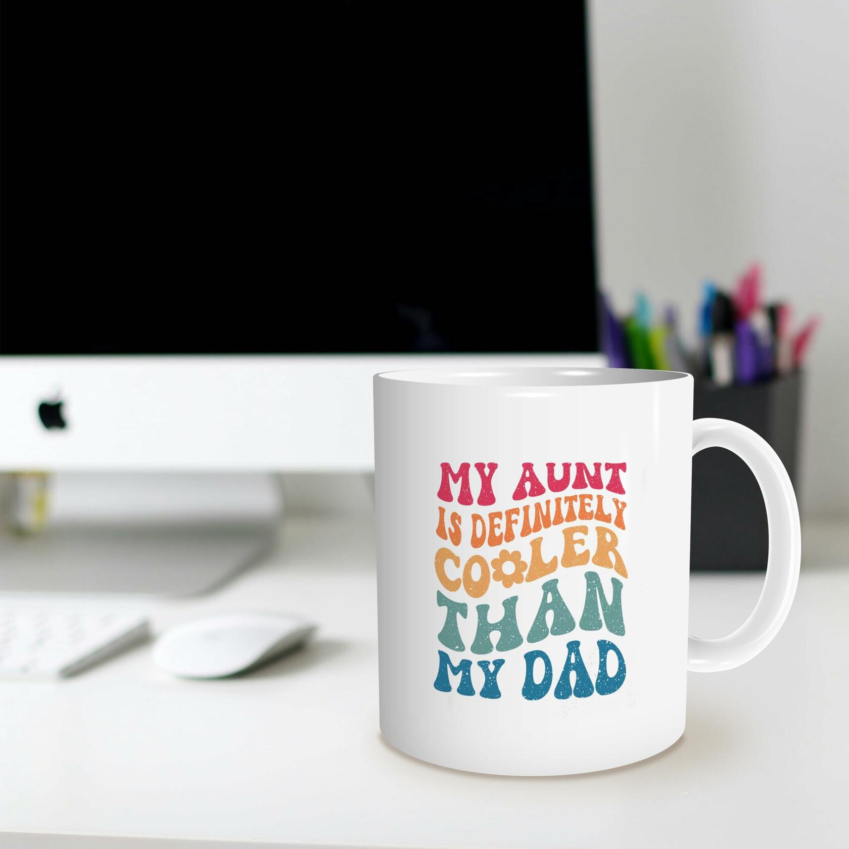 FHUGX Aunt Coffee Mug Ceramic 11oz Retro Preppy Auntie Gift