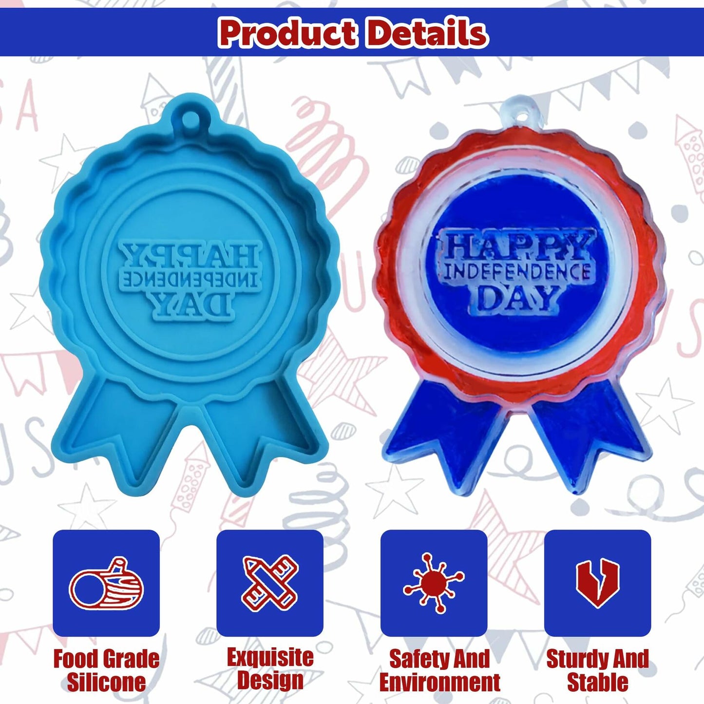 Ysqool American Badge Keychain Mold Silicone Blue DIY Cake Decoration