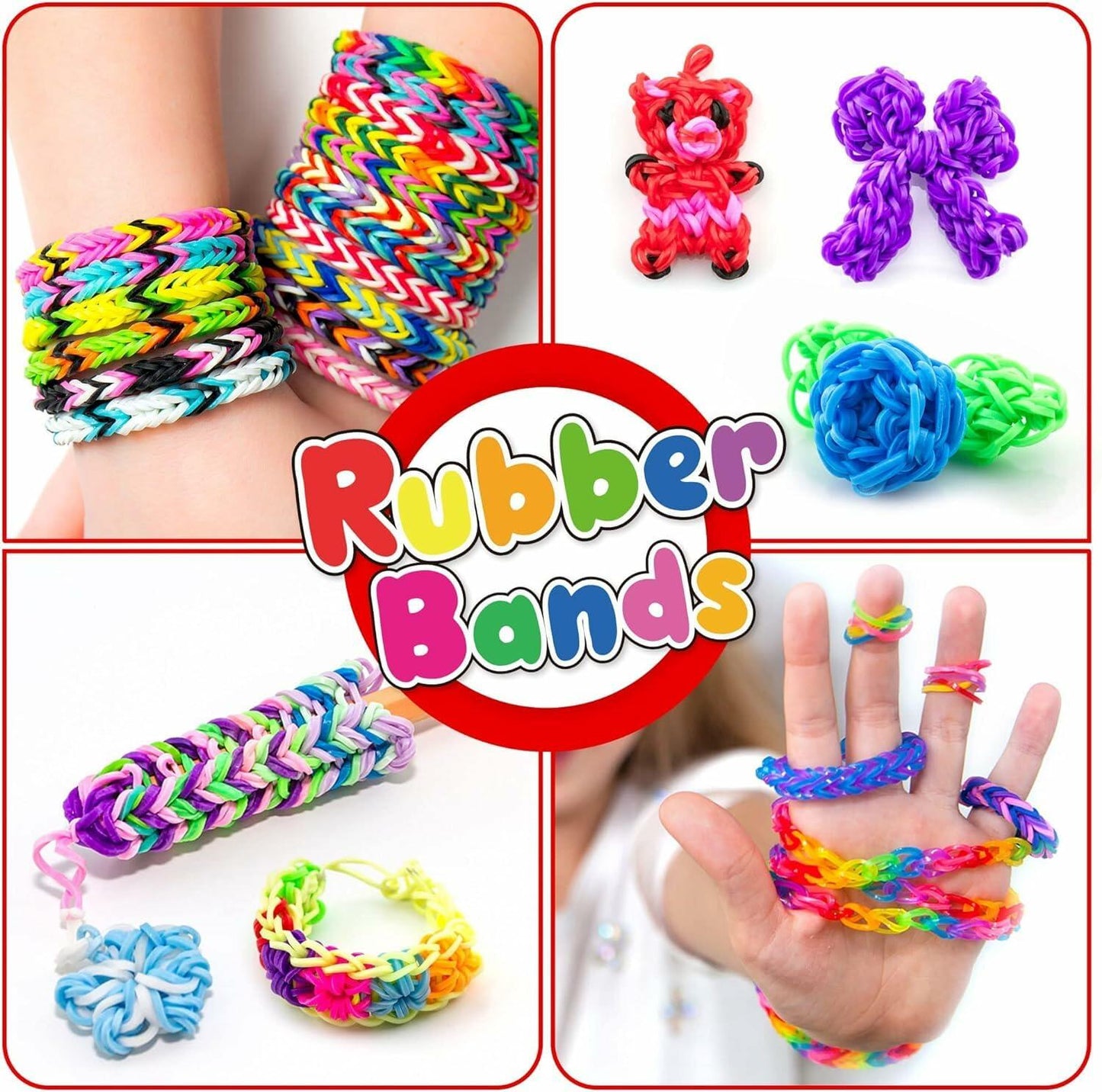 MEGANEOPRE Loom Bracelet Bands Kit 4500+ Pcs 15 Colors Clips Hooks Loom