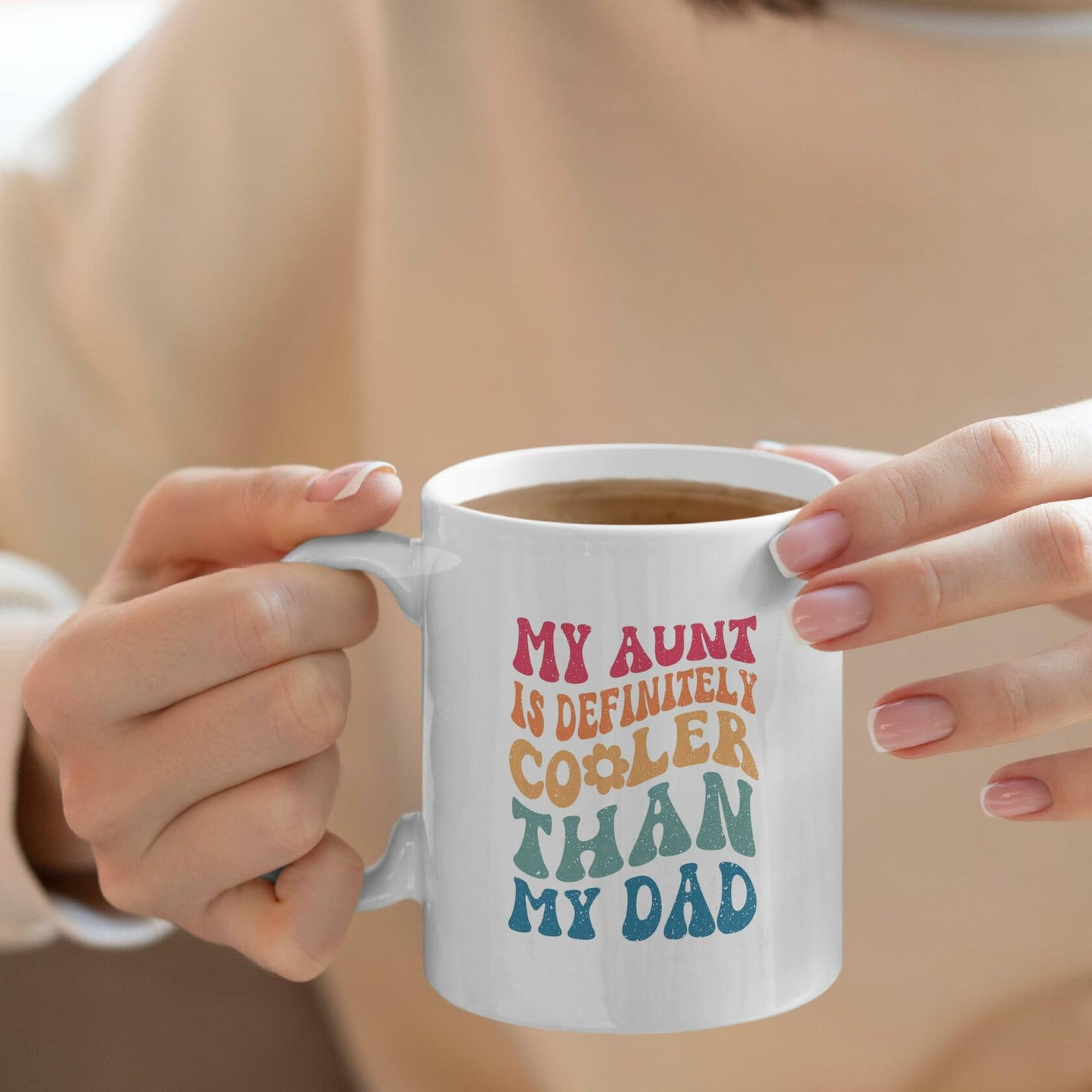 FHUGX Aunt Coffee Mug Ceramic 11oz Retro Preppy Auntie Gift