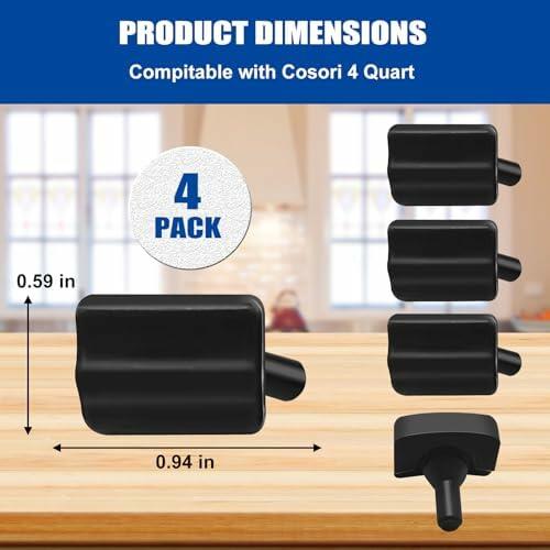 GCQ Silicone Rubber Feet for Cosori 4QT Air Fryer, 4 PCS, Black