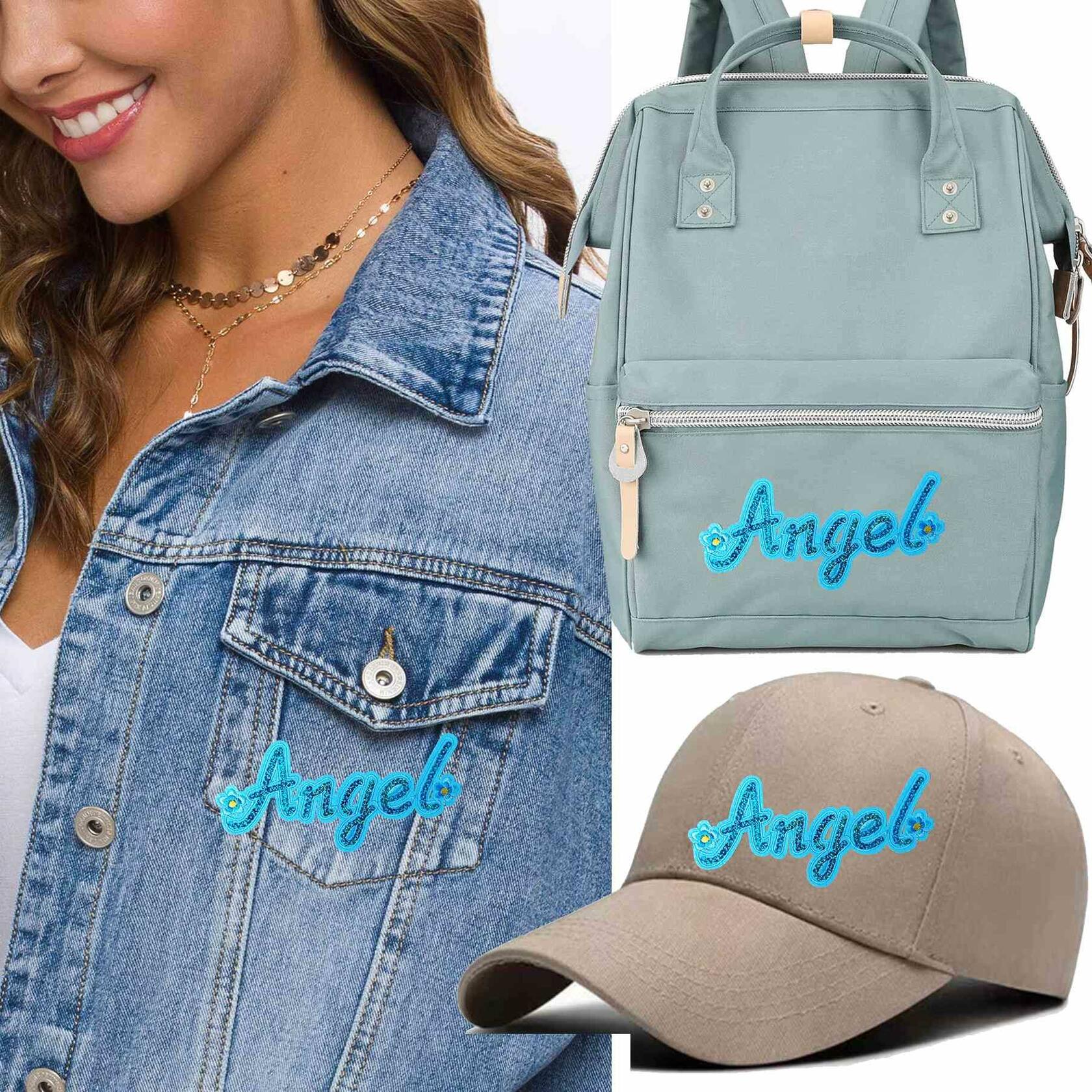 Cute Fashion Big Letters Sequins Patch Angel Girl Bling Iron On Sew On