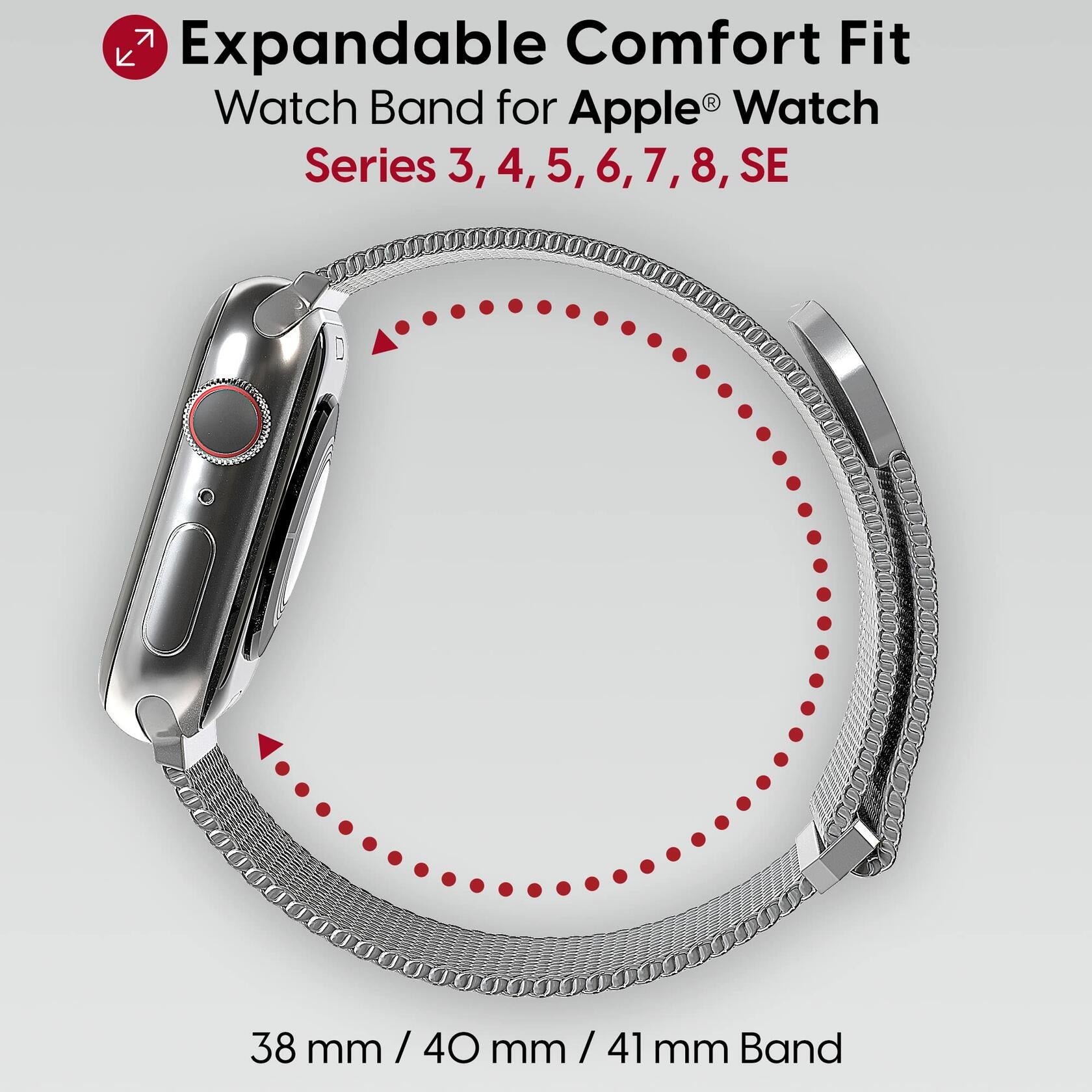 TALK WORKS Stainless Steel Mesh Watch Band for Apple Watch 38-41mm Silver