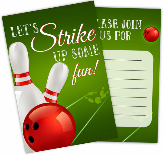 Feyerr Bowling Birthday Invitations for Boys Girls 30 Count Double Sided Cards