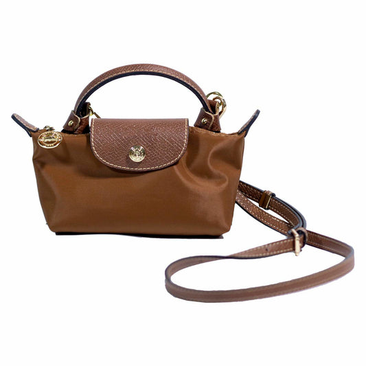 XKE-X Adjustable Leather Handbag Crossbody Strap Brown Gold
