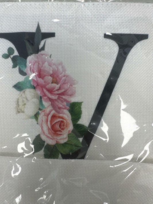 Flower Letter V Makeup Bag Alphabet Initial Cosmetic Birthday Gift Women