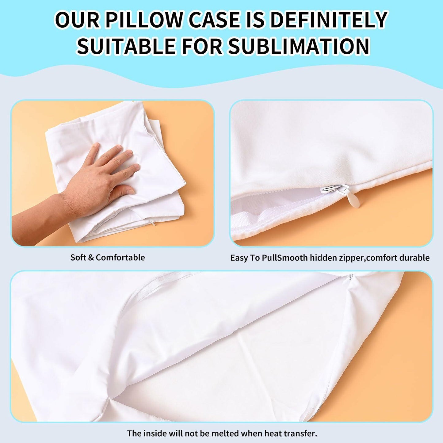 OLSUNOR 16 Pack 17.7"x17.7" White Sublimation Pillow Covers for DIY & Crafts