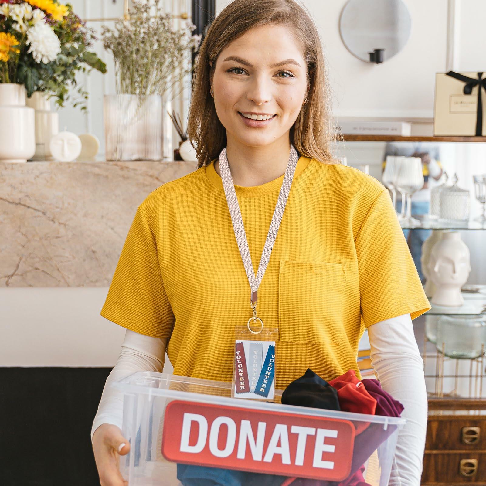 Knagsfa Stretchy Braided Lanyard w/ Dual Keyrings for ID Badge Keys Pink