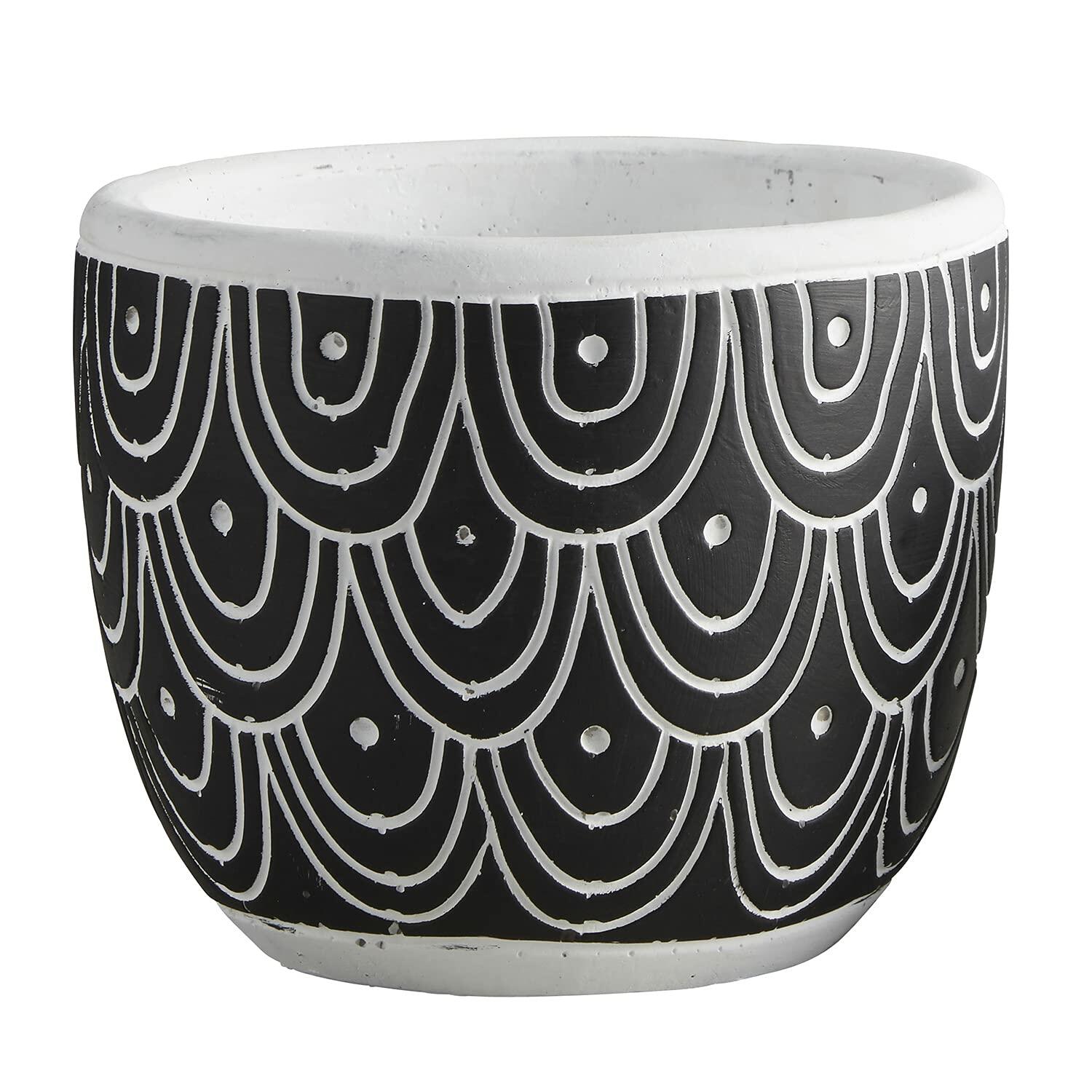 47th & Main Cement Planter Pot Black Sea Spray 4.9" Tall Modern Decor