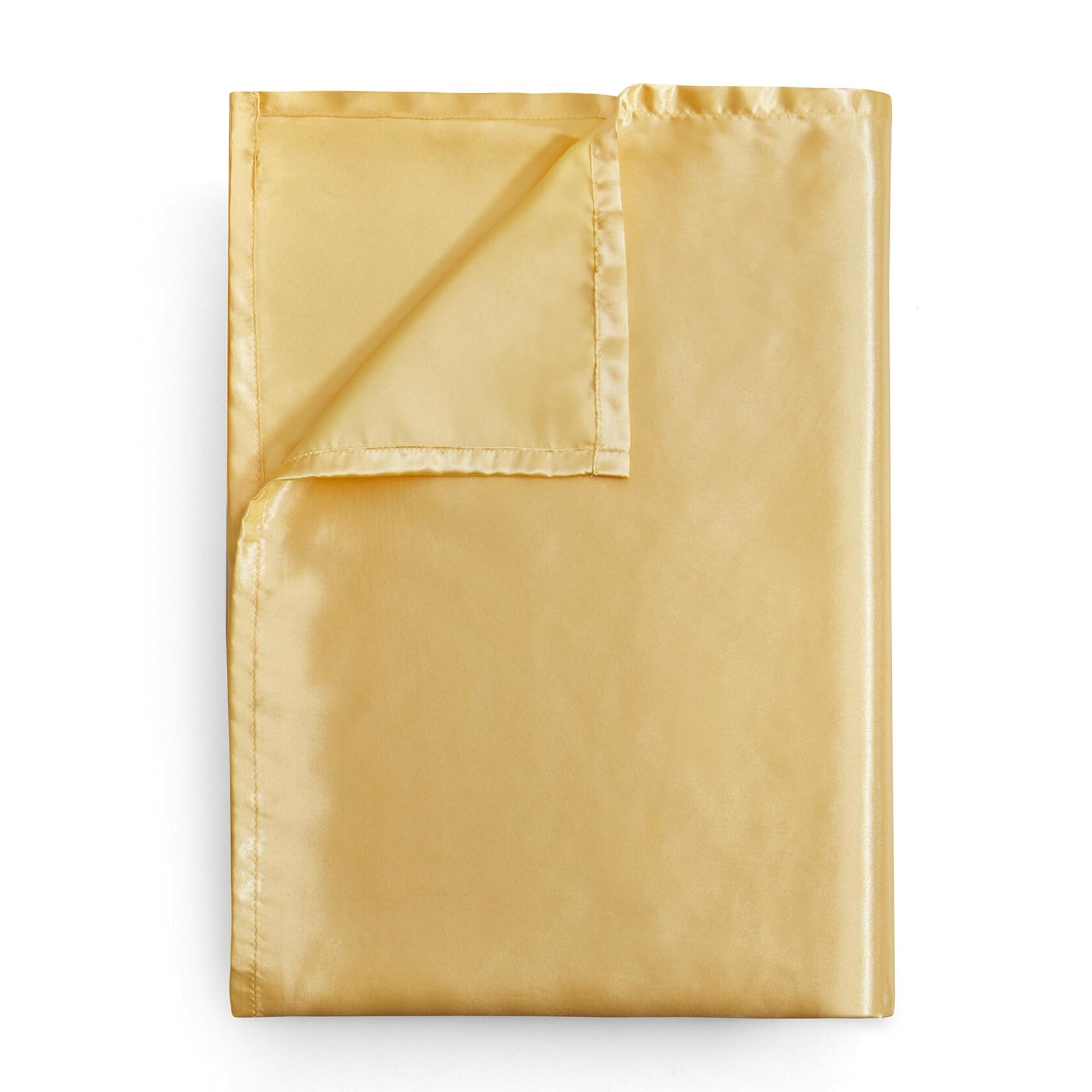 Counfeisly Satin Full Flat Sheet Luxury Silky Soft Bed Top Sheet Gold