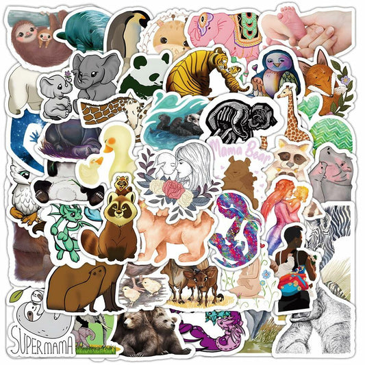 TaDadaPAO Cute Animal Stickers Zoo Theme Vinyl Waterproof 50Pcs Decals