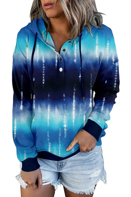 VIEACTIVEWEAR Blue Tie Dye Hoodie Lightweight Long Sleeve Pullover Size 3XL