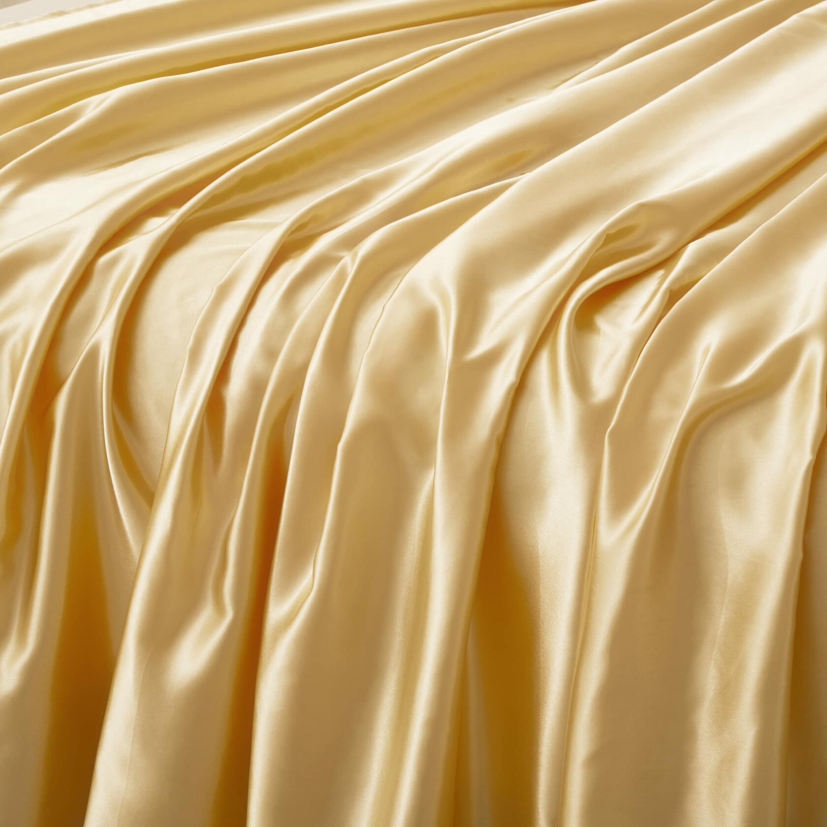Counfeisly Satin Full Flat Sheet Luxury Silky Soft Bed Top Sheet Gold