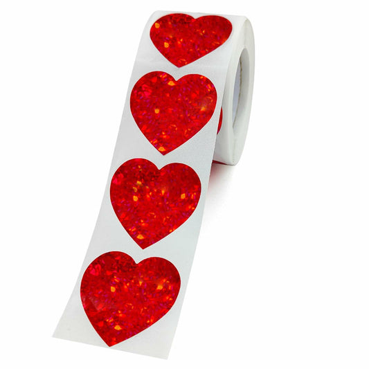 Dzrige 500pcs Red Heart Shape Glitter Stickers Love Scrapbooking Labels