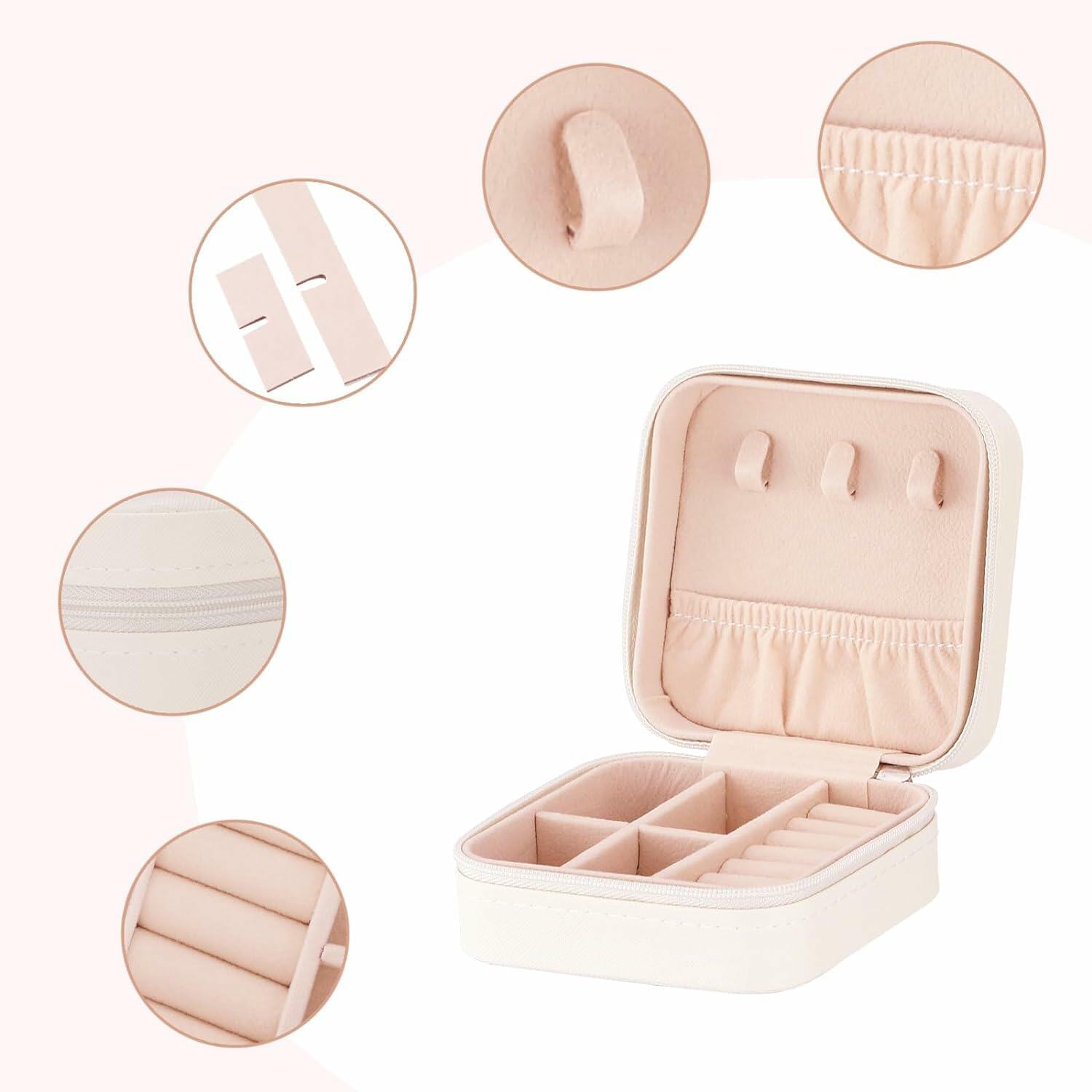 Sincerez Jewelry Box Small Portable Organizer Rings Necklaces Black