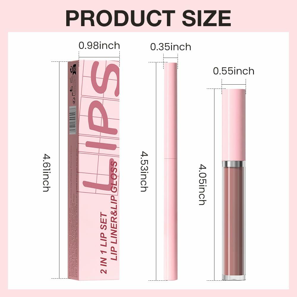 BestBy08/27 evpct Lip Liner Pencil & Lip Gloss Set Dark Red 02#