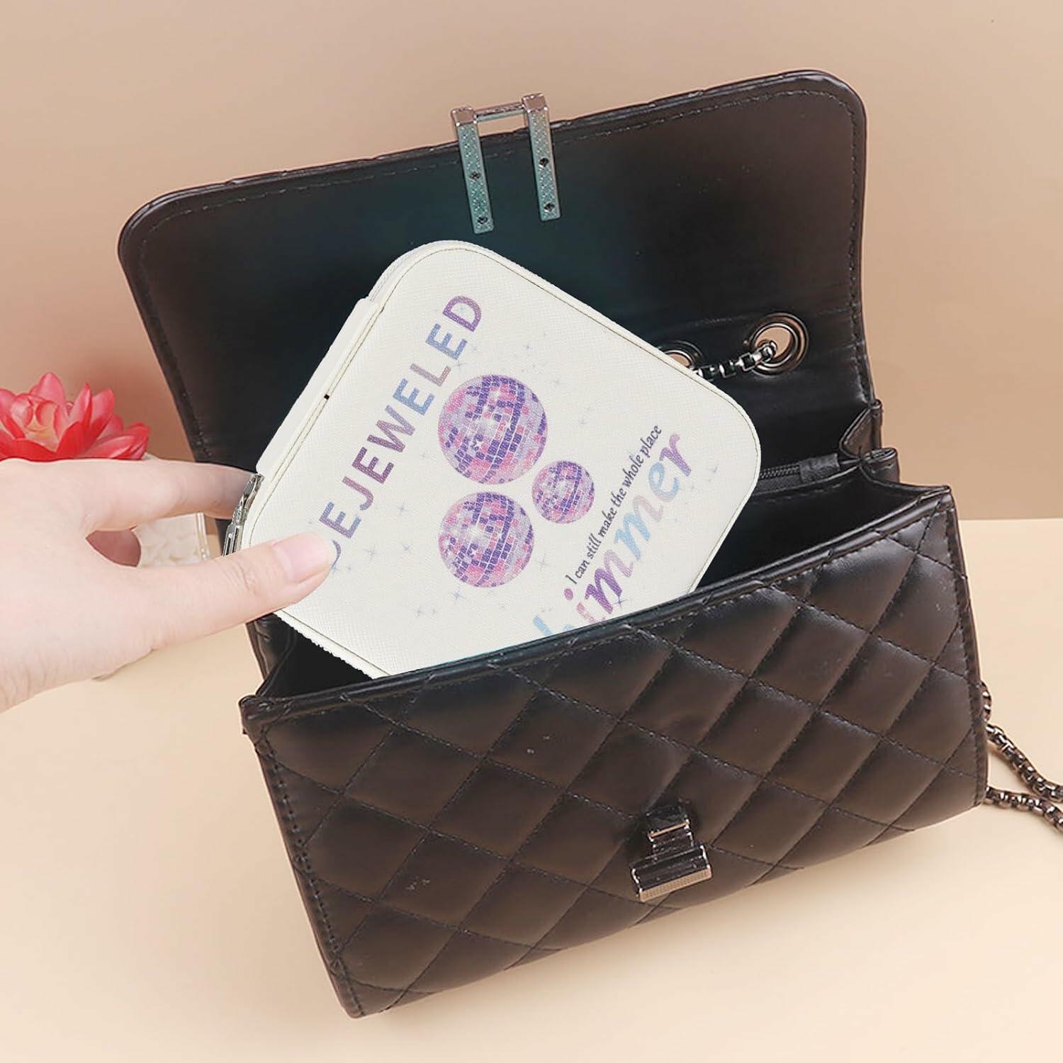 Sincerez Jewelry Box Small Portable Organizer Rings Necklaces Black