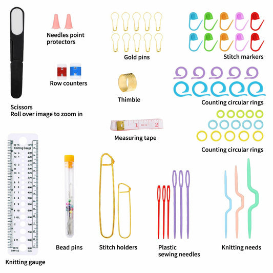 ZEYIYER 100 PCS Beginner Crochet Kit Yarn Hooks Supplies Travel Set