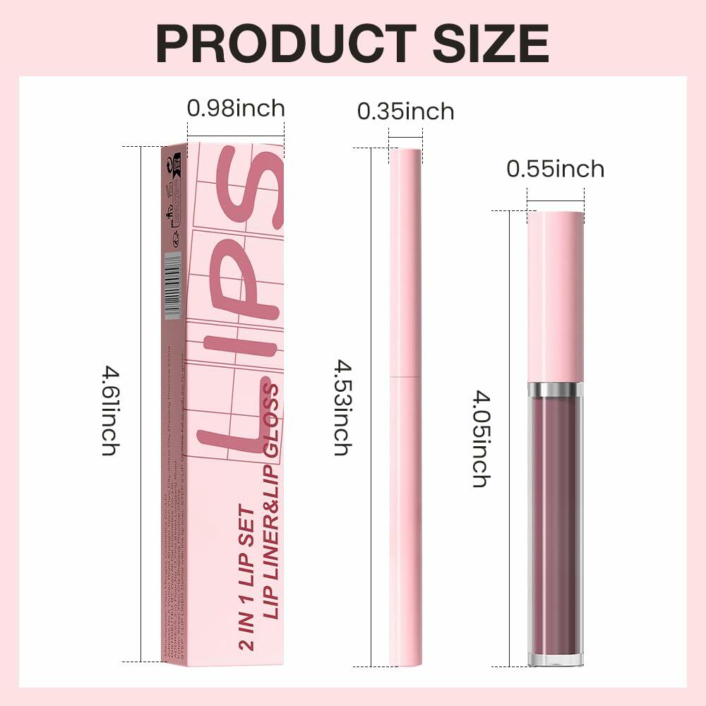 BestBy08/27 evpct Lip Liner Pencil & Lip Gloss Set Plum Purple 06#