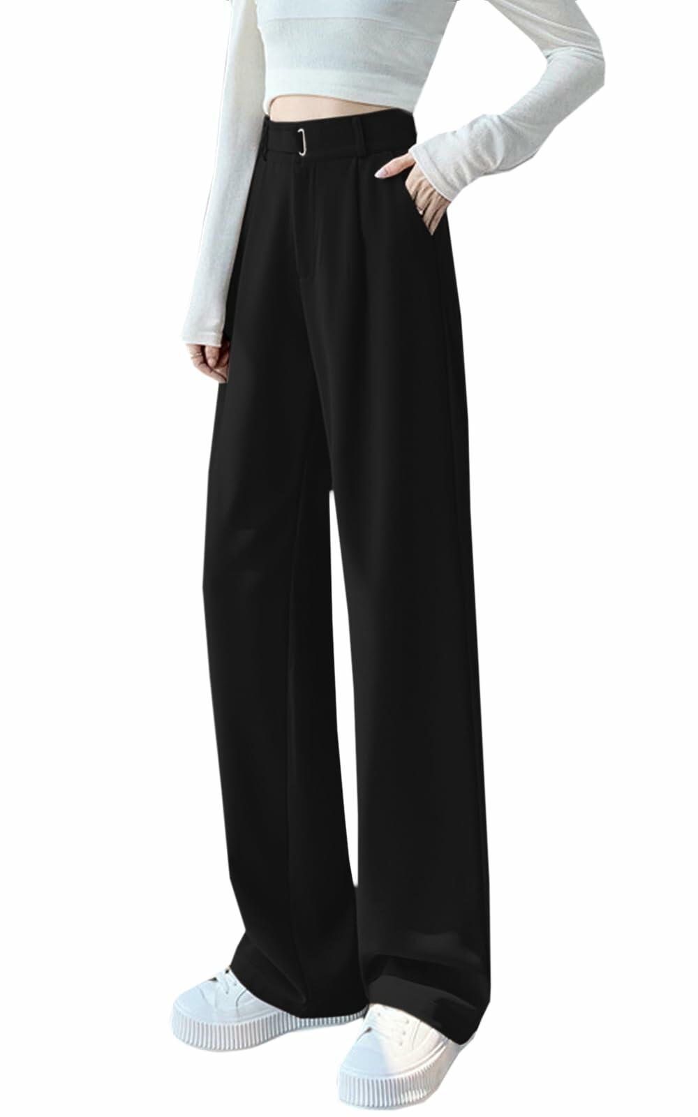 SANGTREE Womens Wide Leg Dress Pants Elastic High Waist Black Size Large