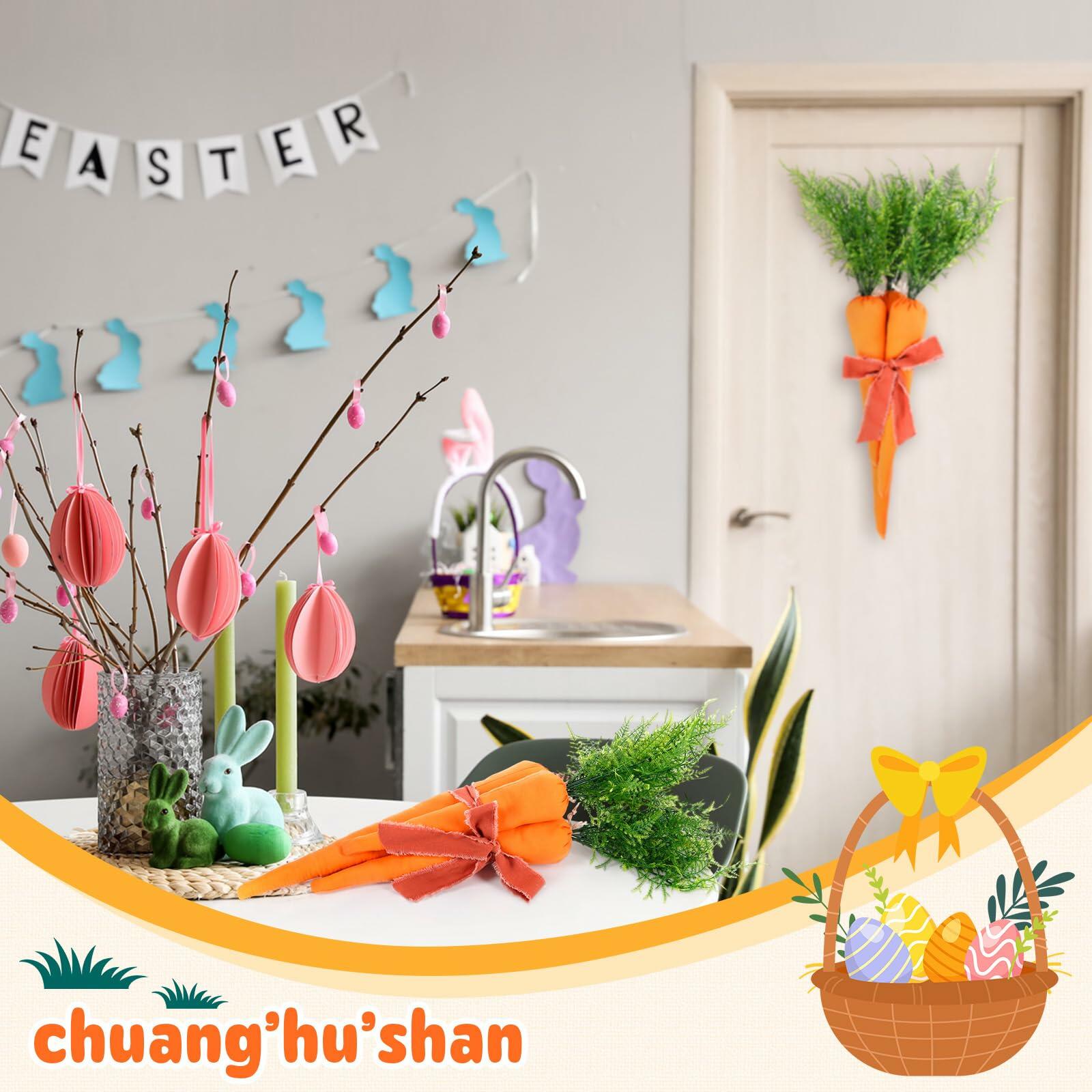 Easter Artificial Carrots Decor Large Fabric Set 6 Pcs 17.7'',13.7'',11.8''