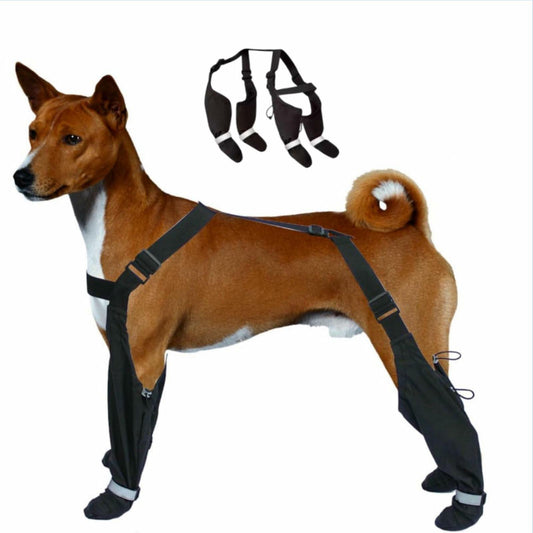 Dog Suspender Boots Anti-Slip Winter Hiking Black Size Large