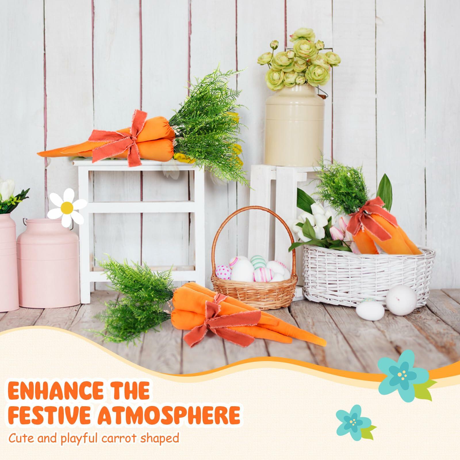 Easter Artificial Carrots Decor Large Fabric Set 6 Pcs 17.7'',13.7'',11.8''