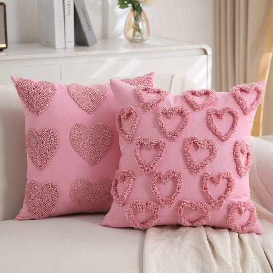 KOOLIFE Heart Love Coral Red Throw Pillow Covers 18x18 Set of 2