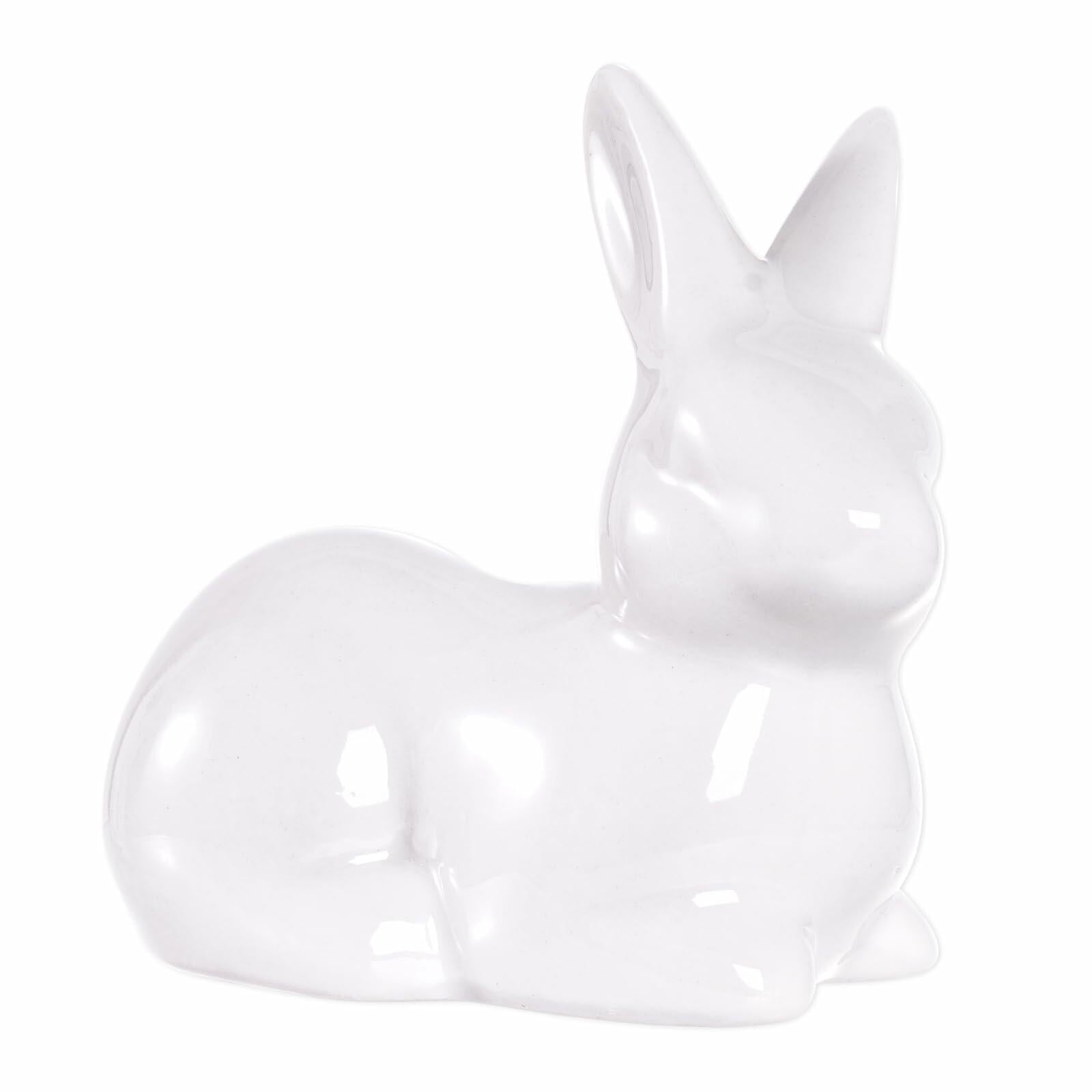 Rthjsfj White Ceramic Easter Bunny Figurine Porcelain Rabbit Statue 3.74x1.89"