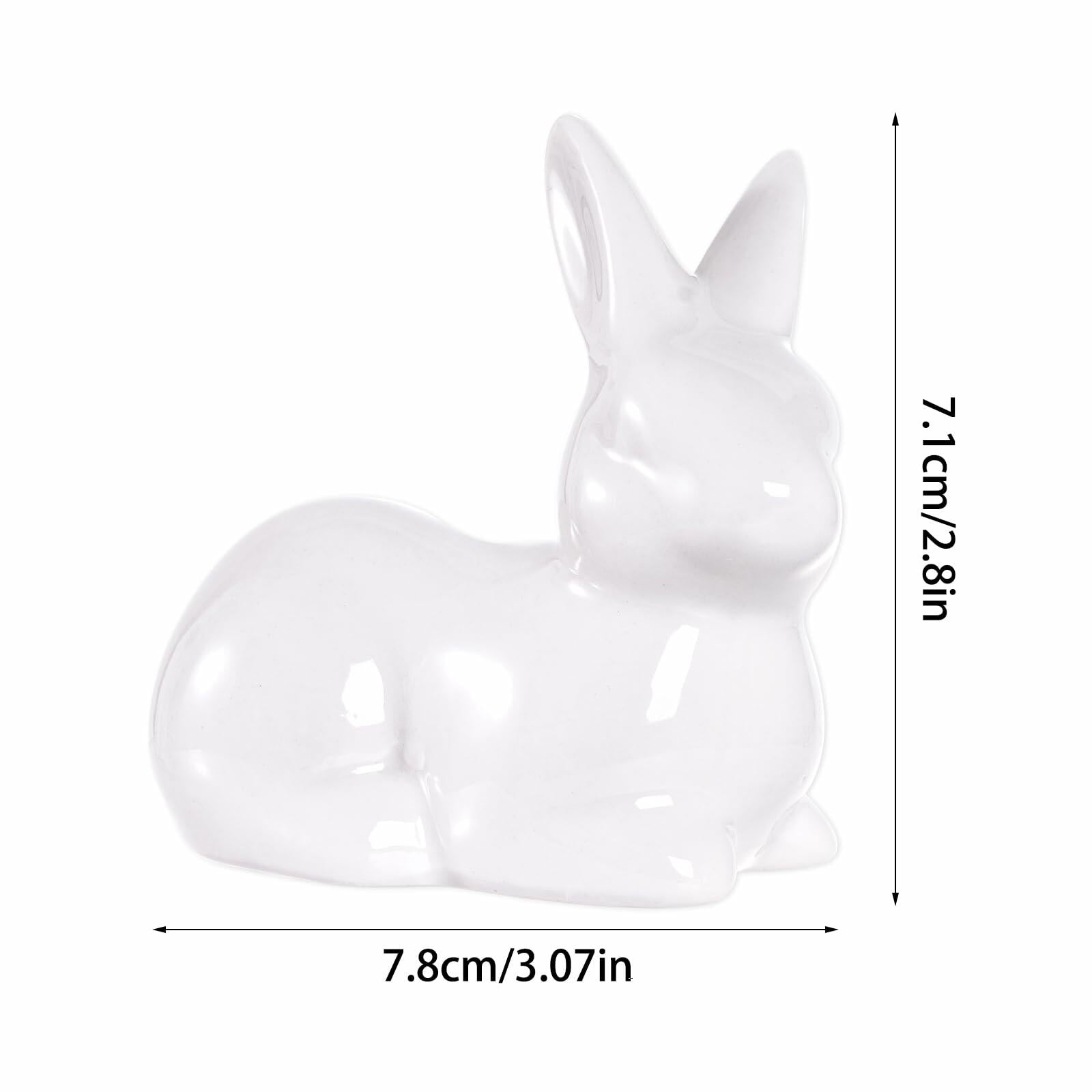 Rthjsfj White Ceramic Easter Bunny Figurine Porcelain Rabbit Statue 3.74x1.89"