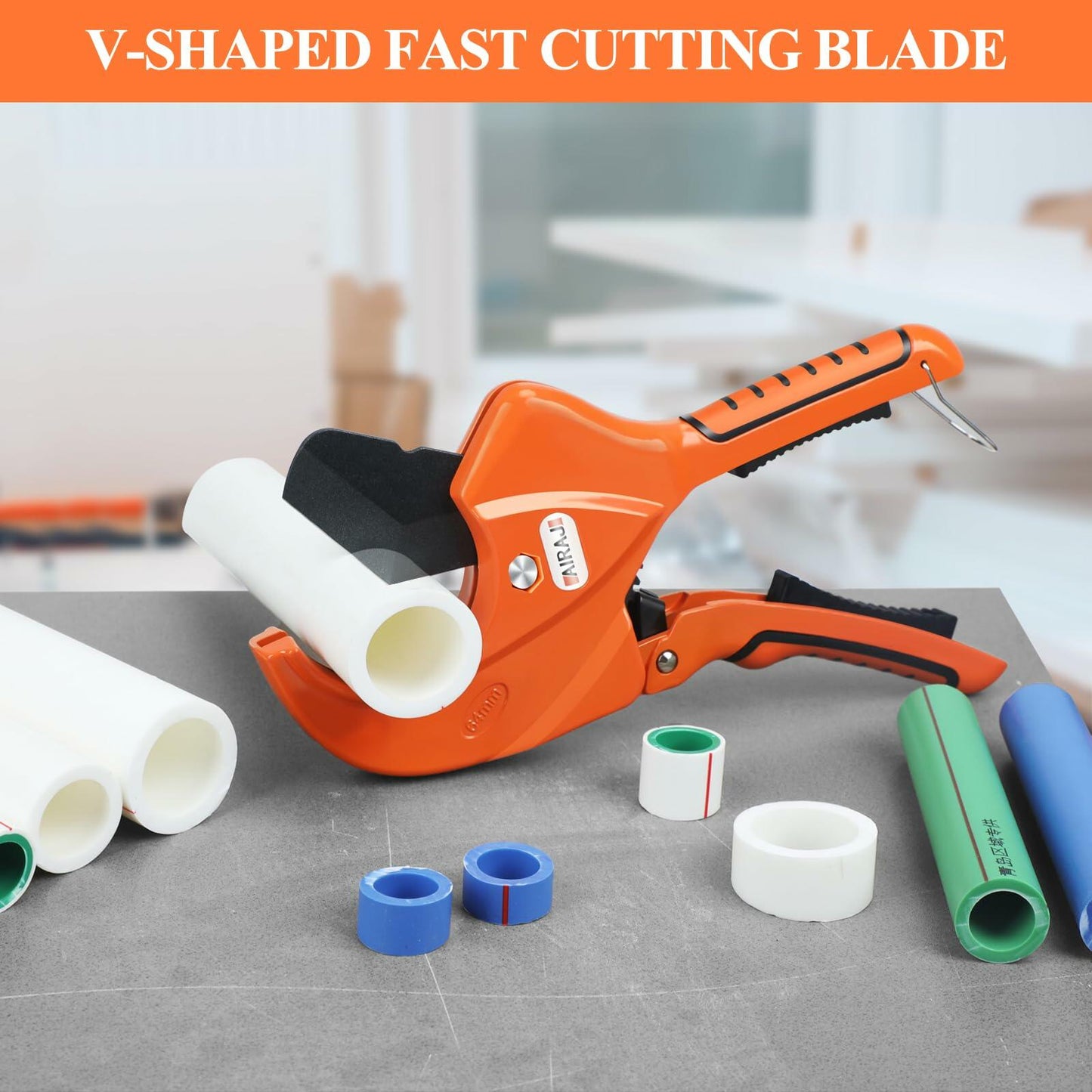 [Like New] AIRAJ Ratcheting PVC Pipe Cutter 1-5/8" SK5 Steel Blade Plastic Pipes