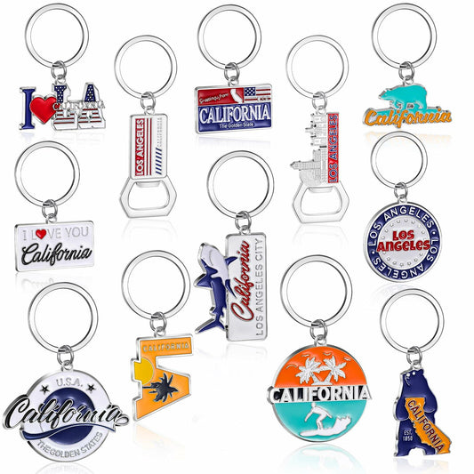Landical 12 Pcs Los Angeles Souvenir Metal Keychain Bottle Opener CA Gift