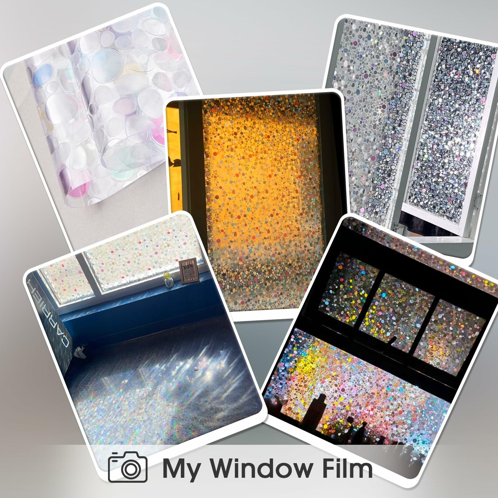 Viseeko 3D Pebble Stained Glass Privacy Film Rainbow 11.8x118in UV Protection