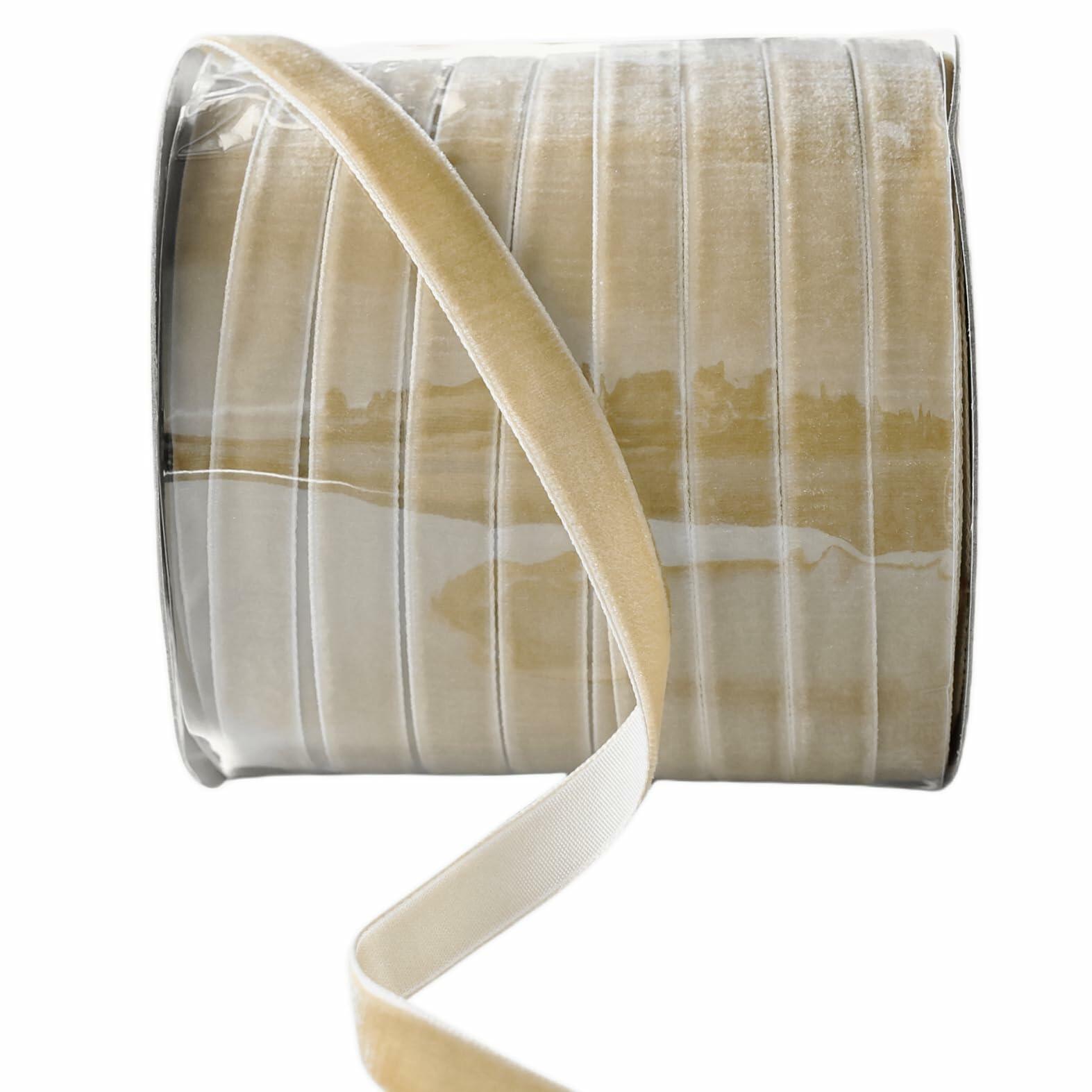 Abbaoww Velvet Ribbon 5/8 Inch 50 Yards Camel Single Face Velvet