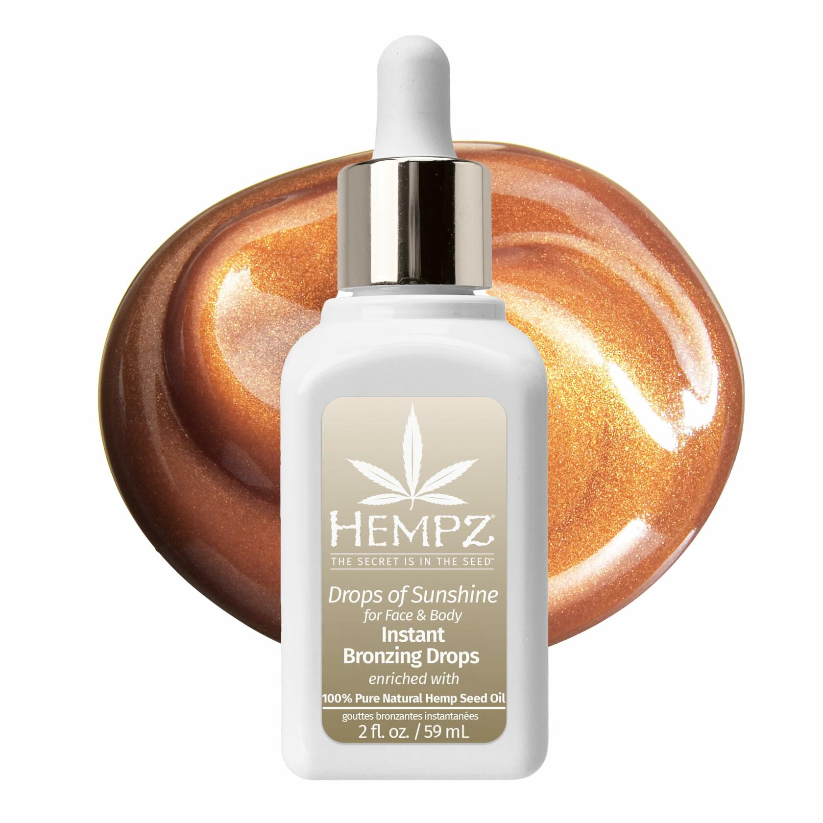 Hempz Bronzing Drops Face Body Dewy Glow Bronzer 2 oz Drops of Sunshine