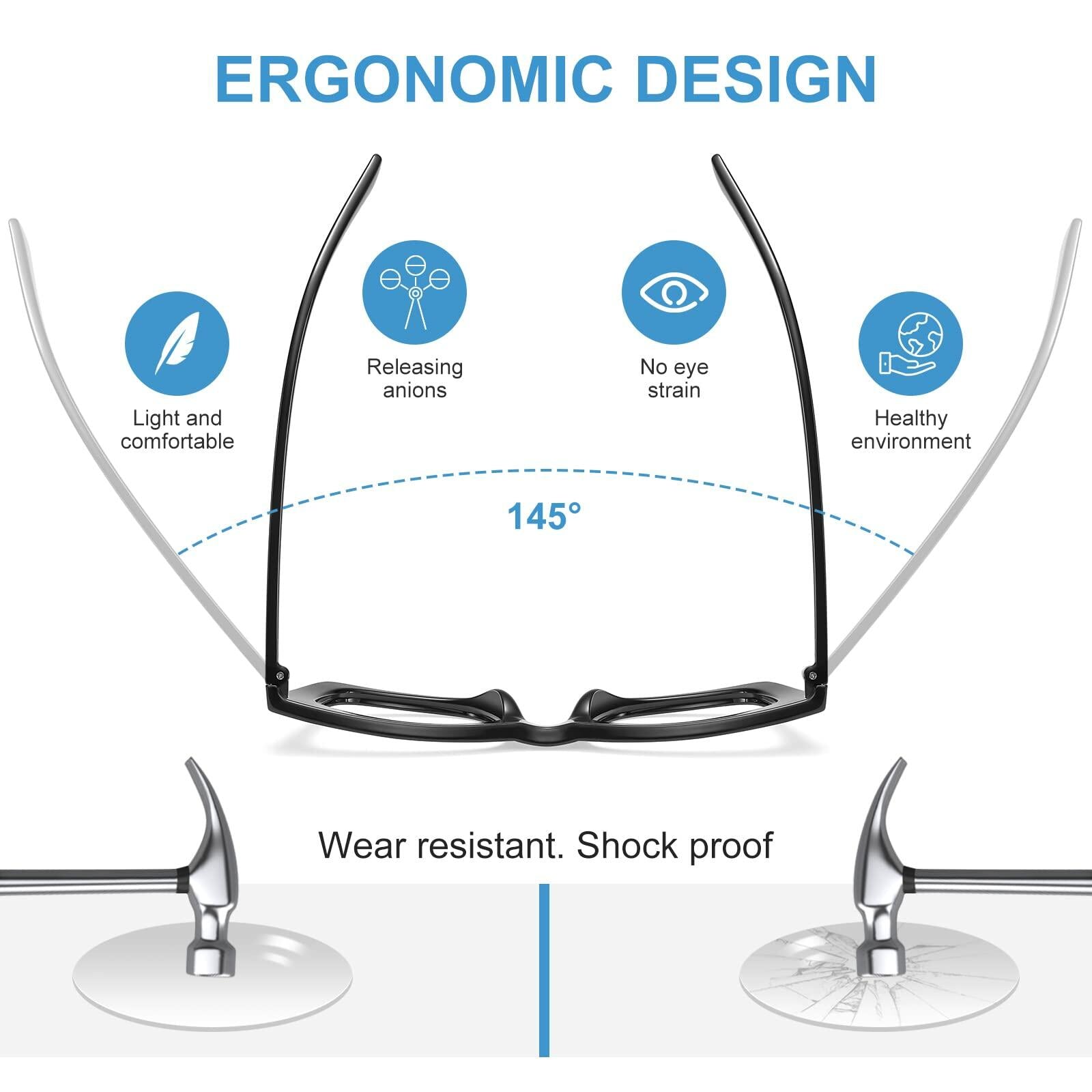 [Like New] Okany Blue Light Blocking Glasses for Women Men Anti Eyestrain UV 3 Pack